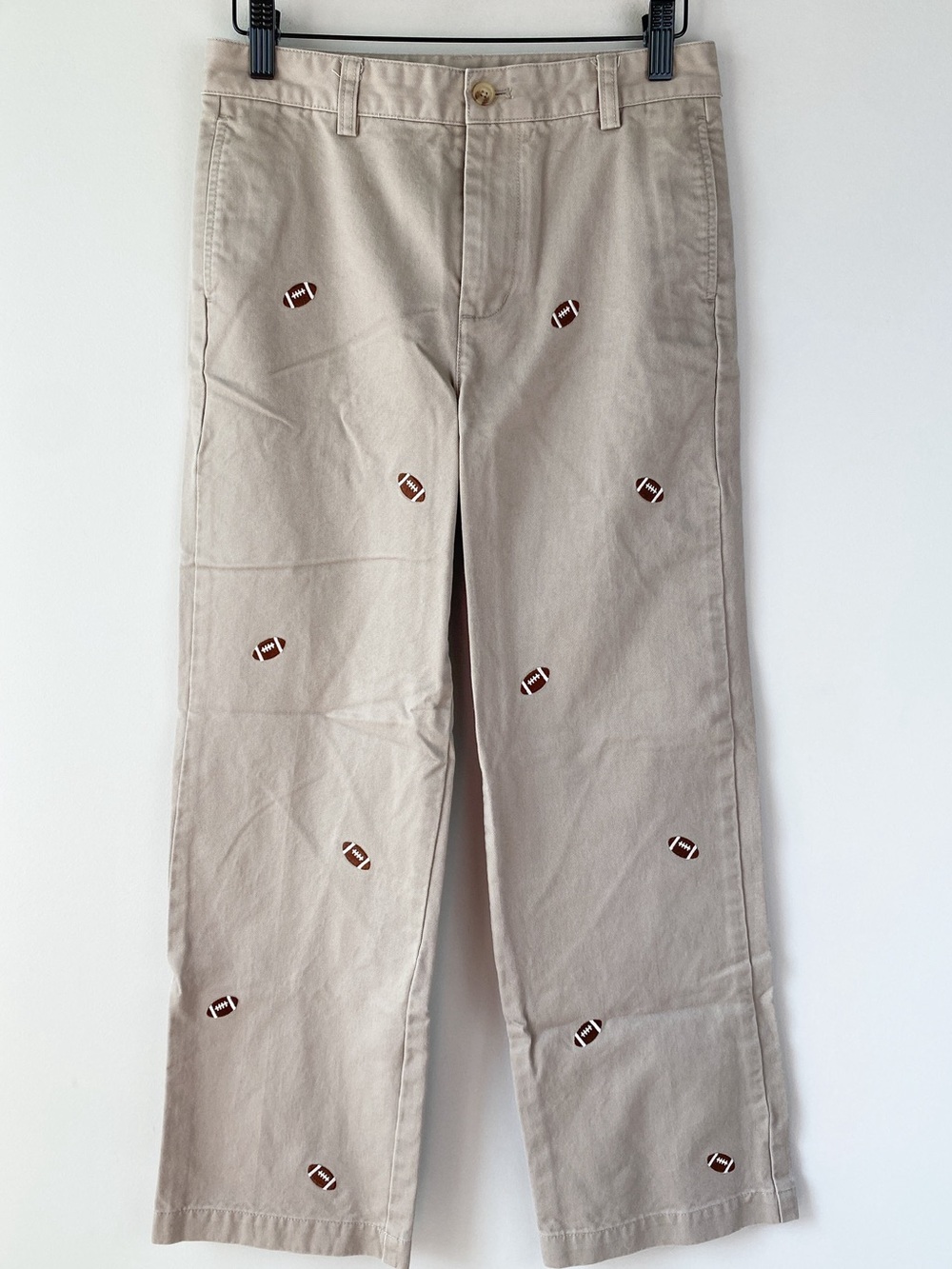 Vineyard Vines Boys Chino Club Pants 14 Khaki Football Embroidered Game Day Prep